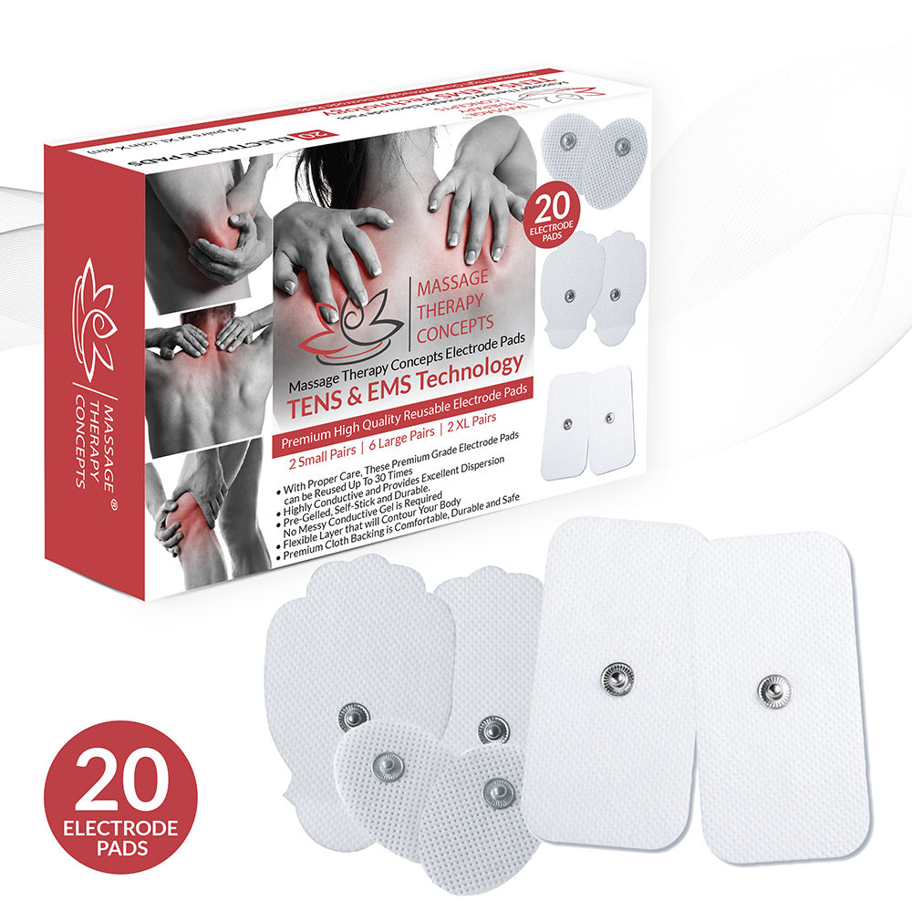 Tens Unit Pads - Premium Quality Snap Replacement Electrodes for Tens and EMS Electrotherapy - Self Adhesive Reusable Patches Up to 30 Times (20 Pads)