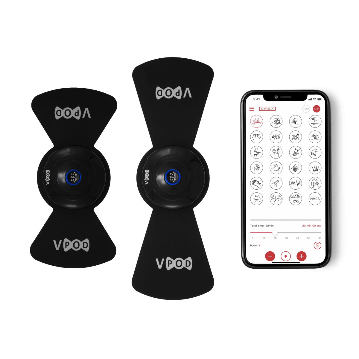 VPOD Single Muscle Stimulator for Pain Relief. Wireless TENS, EMS and NMES  Unit for Back Pain Relief, Neck Pain, Nerve Pain, Sciatica Pain Relief