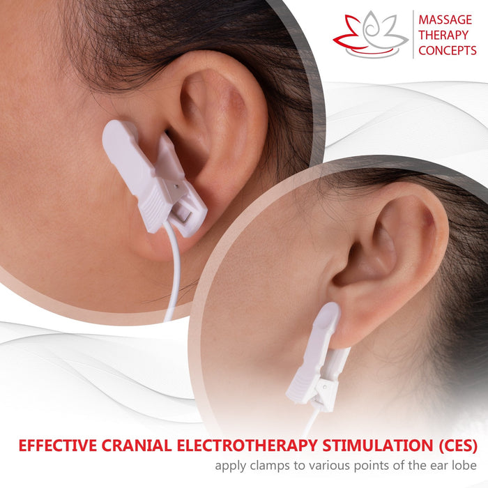 TENS Unit, Pain Relief, EMS Machine, E Stim, electric stimulation device, ear stimulator, ear clip stimulator
